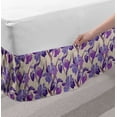 thumbnail image 2 of Floral Bed Skirt, Digital Interpretation of Blooming Flowers, Elastic Bedskirt Dust Ruffle Wrap Around for Bedding Decor, 4 Sizes, Pale Tan Violet, by Ambesonne, 2 of 2
