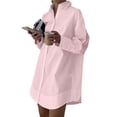 thumbnail image 2 of TGSLY Women's Button Down Shirt Dress Lightweight Thin Collared Long Sleeve Business Tops Loose Fit Dressy Casual Solid Color Tunic Blouses L, 2 of 8