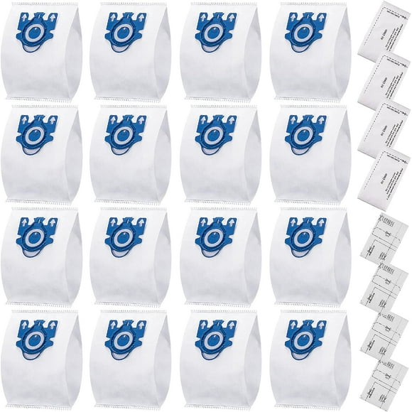 16 Pack Miele AirClean 3D GN Vacuum Cleaner Bags for Miele Vacuum Classic C1, Complete C1 C2 C3, S227/S240, S270, S400,S400i-S456i S2, S5, S8 Series with 4 Motor Protection Filters, 4 AirClean Filters