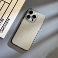 thumbnail image 1 of Luxury Natural Titanium PC Case for iPhone 16 15 14 13 Pro Max Plus Electroplated Grating Corrugated Hard Back Cover GY For iPhone 15 Pro Max, 1 of 6