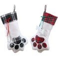 thumbnail image 3 of Naler 2 Pack Christmas Stockings,18" Dog Cat Paw Plush Plaid Hanging Christmas Stocking for Home Xams Party Holiday Decorations,0.441lb, 3 of 6