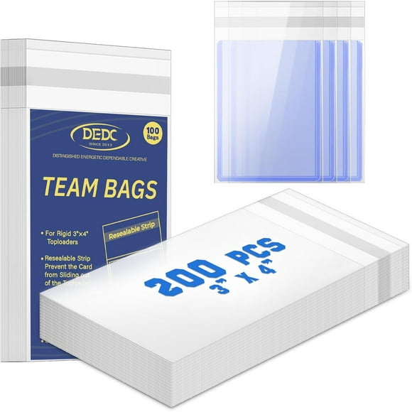 200 Pcs Card Sleeves Team Bags for Trading Cards, Team Bag Fit 3x4 Top Loaders for Trading Card Shipping Sports Graded Card Sleeves Protector