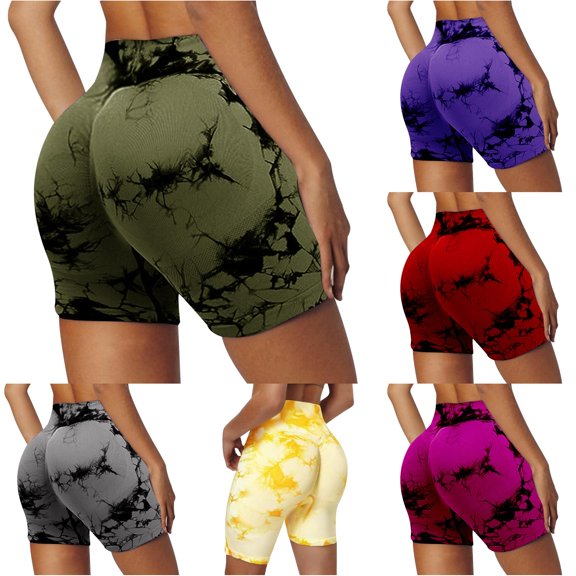 SONXAHE Womens Cracked Print Biker Shorts High Waist Stretchy Fit Workout Sport Bottom Garment