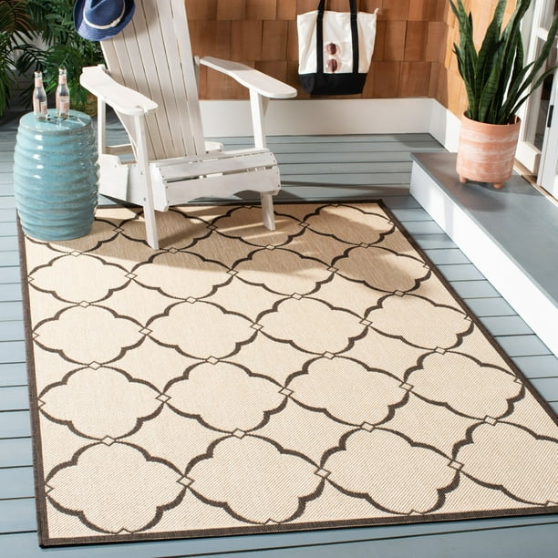 SAFAVIEH Beach House Nick Indoor/Outdoor Area Rug Cream/Brown, 4' x 6 ...