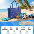 thumbnail image 4 of Waterproof Rubber Beach Tote Bag, Extra Large Sandproof Pool Bag for Women, Easy to Clean Portable Handbag for Travel, Comes with Waterproof Bag and 7 Cartoon Accessories  (Royal Blue), 4 of 7