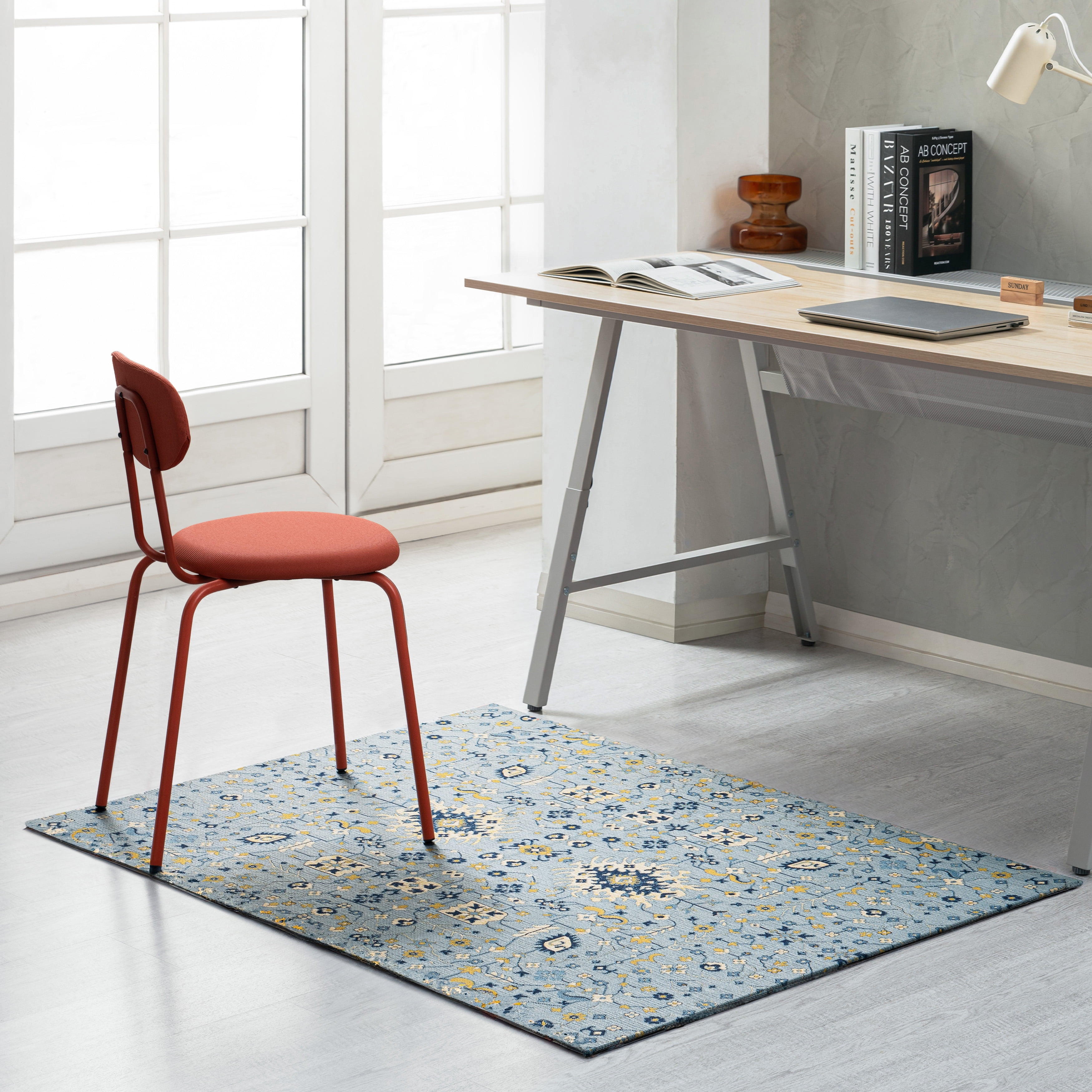 40" x 54" Tabriz Blue & Beige 1/4" Rug’d Chair Mat™
