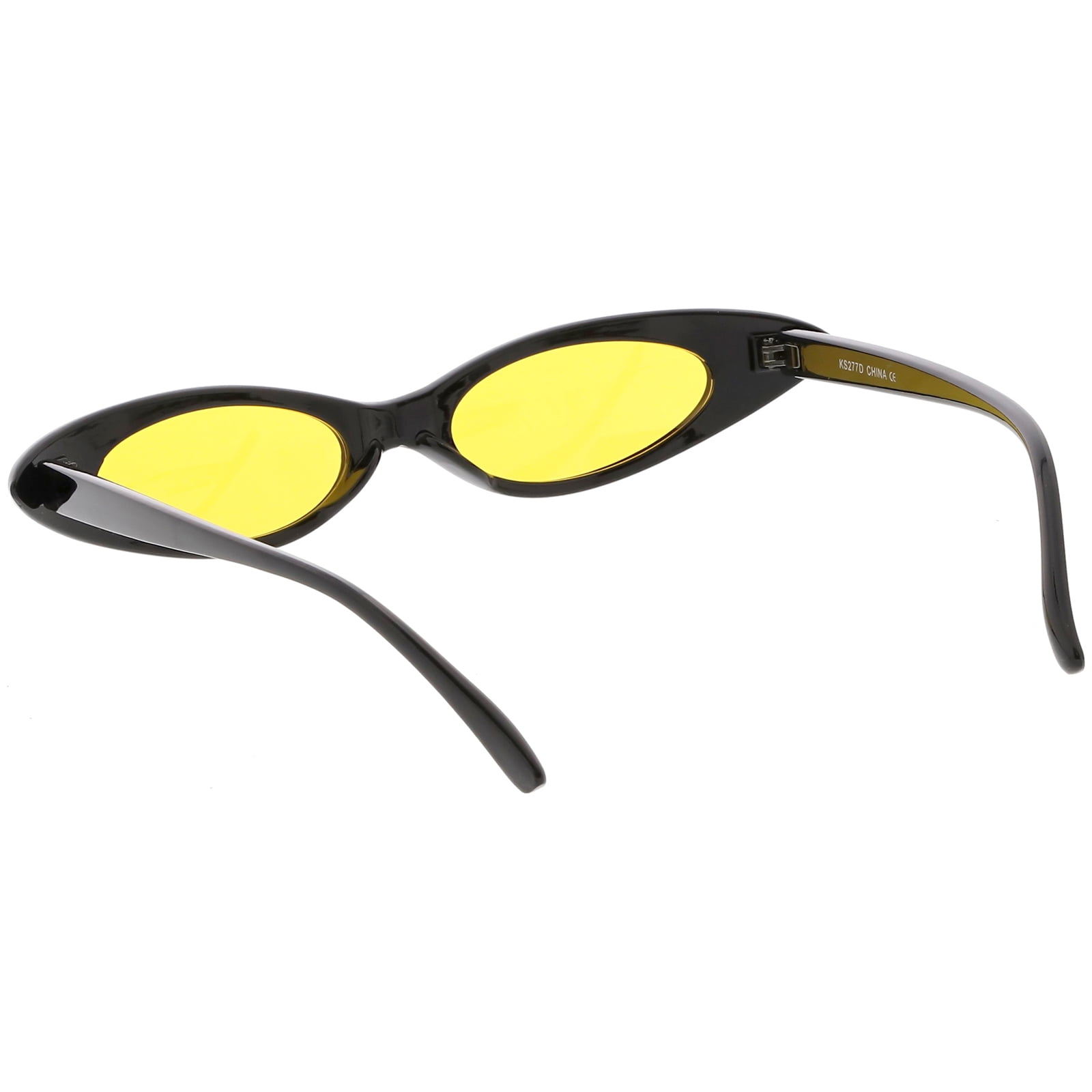 Bold Black Sunglasses with Yellow Lenses
0370 Matte Black Grandpa Thin Aviator Tinted Sunglasses with  main image 4