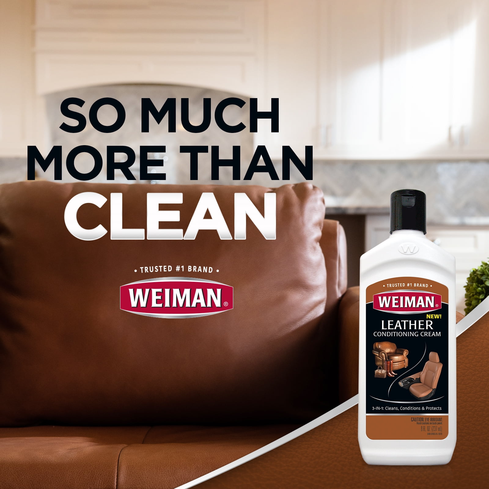 Weiman 3 in 1 Deep Leather Conditioner Cream (2 Pack) - Restores Leather Surfaces - Use on Leather Furniture, Car Seats, Shoes, Bags, Jackets, Saddles