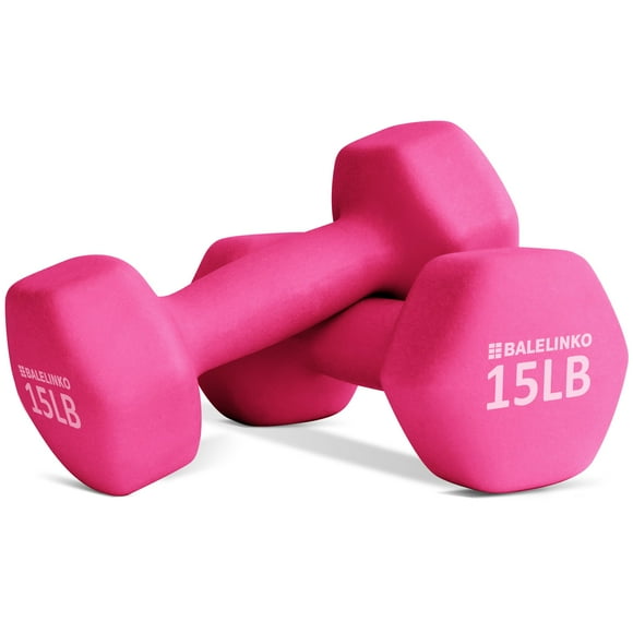 Balelinko Equipo De Gimnasio En Casa Entrenamientos Entrenamiento De Fuerza Pérdida De Peso Pilates Pesas Conjuntos De Yoga Pesas Para Mujeres, Hombres, Personas Mayores Y Jóvenes, 15 Libras, Par Rosa