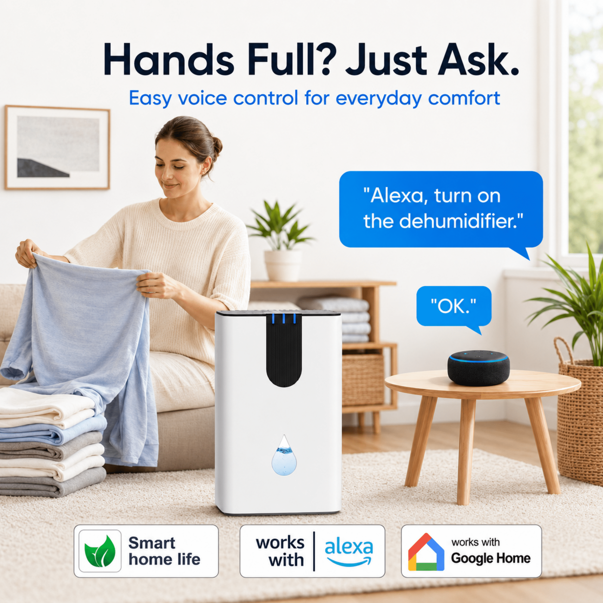 JOYSAILOR 95 oz Dehumidifier, 850 sq.ft Small Dehumidifiers for Basement & Home, Auto Shut off, 7-Color LED, High Efficiency Portable Dehumidifier for Bedroom