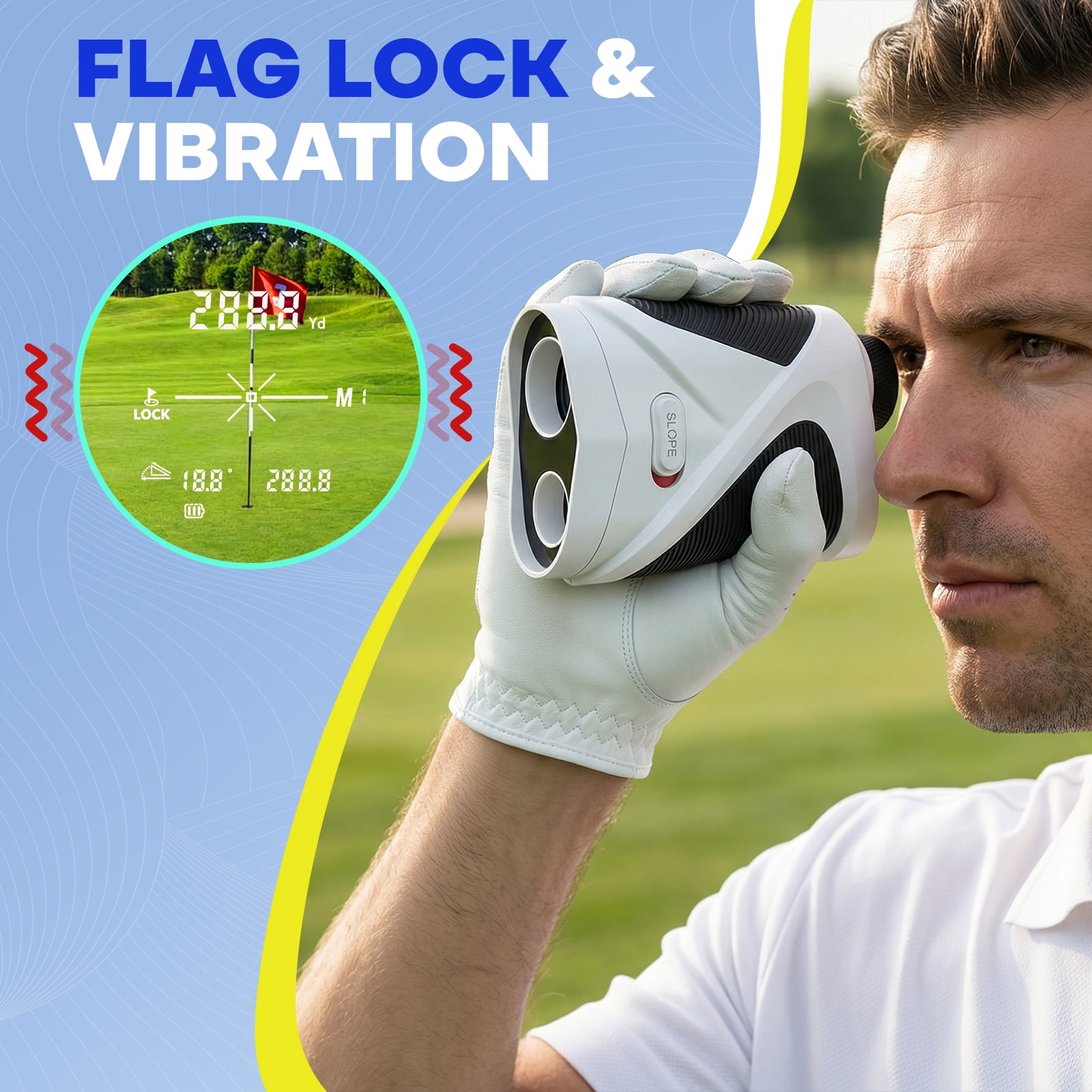 Golf Rangefinder with Slope, 1200 Yards Range Finder for Golf/Huntingm7X Magnification with Flag Pole Locking Vibration, Golf Gifts Pcs