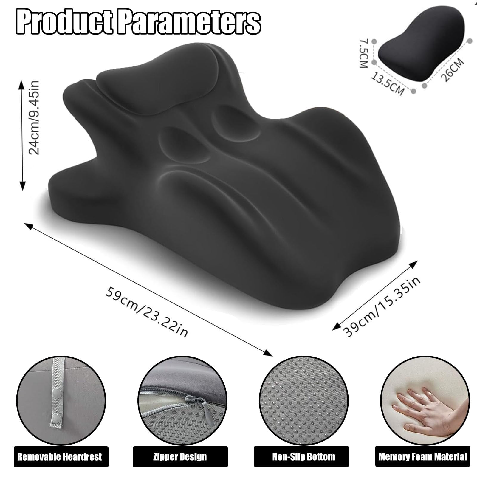 Memory Foam Wedge Pillow, Ergonomic 27-Degree Angle Support for Back, Neck & Legs, Multi-Use Lounger Cushion for Reading, Sleeping, Reclining – Removable Washable Cover