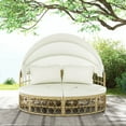 thumbnail image 4 of Costway Outdoor Patio Round Daybed with Retractable Canopy Soft Cushions for Garden White, 4 of 10