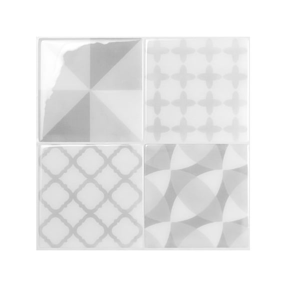 SMART TILES Peel and Stick Backsplash Tiles - 4 sheets of 9in x 9in - 3D Adhesive Peel and Stick Tile Backsplash for Kitchen, Bathroom, Wall Tiles