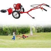 FETCOI 2-Stroke Push Lawn Mower Gas Powered 49CC Single-Cylinder Hand Push Lawn Mower with Wheels,Height Adjustable Gas Powered Push Lawn Mower 1.8KW 6500-7000r/Min