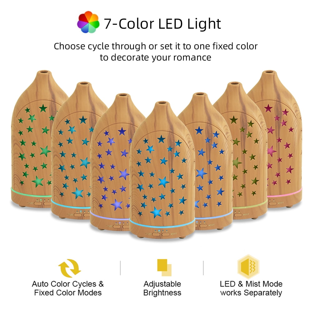 200ml Essential Oil Diffuser for Home 7 LED Color Changing, Ultra Quiet, BPA-Free Aromatherapy Diffuser for Office, Yoga & Sleep