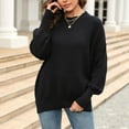 thumbnail image 4 of Jjayotai Women's Solid Knit Sweaters, 2024 Winter Crew Neck Drop Shoulder Long Sleeve Sweater, Oversized Casual Pullover Tops Black L, 4 of 4