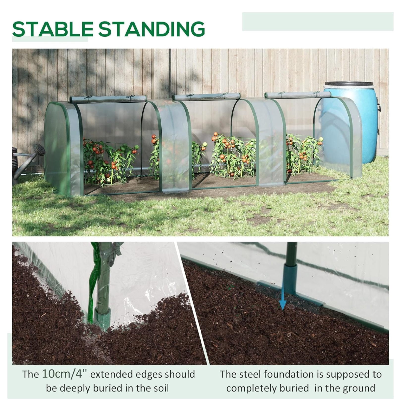 SONGMY 10' x 3' x 2.5' Mini Greenhouse, Portable Tunnel Green House with Roll-Up Zippered Doors, UV Waterproof Cover, Steel Frame, Clear