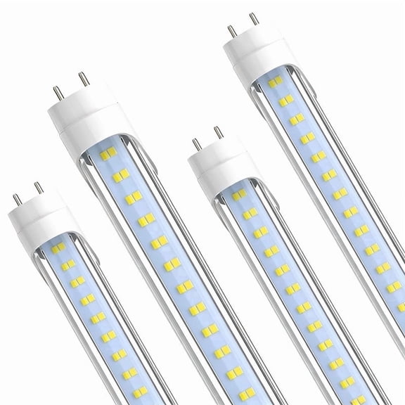 JESLED 4FT T8 LED Tube Lights, 28W 4060LM 6500K, Single or Double End Powered,Hybrid Type A/B Plug and Play,T10 T12 Fluorescent Bulbs Replacement, Clear, 4-Pack