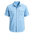 thumbnail image 5 of Ceisia Solid Linen Look Dual Chest Pocket Button Down Short Sleeve Shirts Vintage Casual Summer Mens Tops Light Blue XXL Gift, 5 of 9