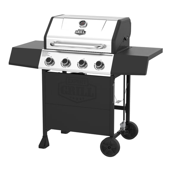 Expert Grill Gas Grill, 4-Burner Propane Gas Grill with Side Table and Wheels, Stainless Steel