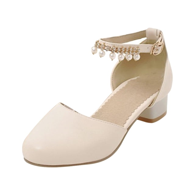TIWEKE Chaussures de Randonnée pour Enfants, Chaussures de Robe Mary Jane pour Filles, Escarpins à Talons Bas, Sandales de Fête à Fleurs pour Lycée et Bal, Chaussures de Robe pour Filles