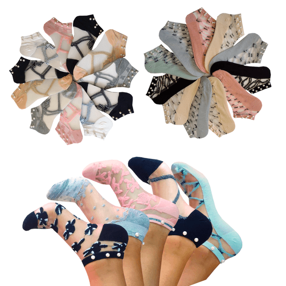 Calcetas Transparentes Mauya Estampadas Moda SET 10 pares