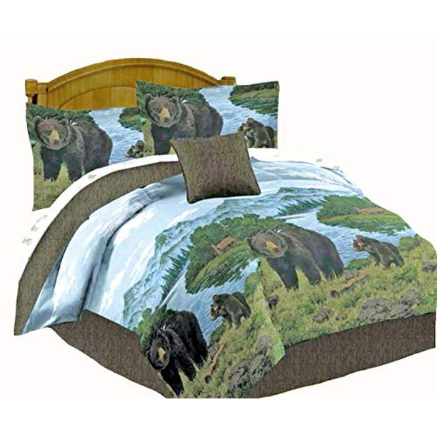 Rustic Cabin Lodge Black Bear & Cubs 9pc Comforter Set w ...