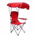 thumbnail image 1 of Chaise de Camp avec Auvent d'Ombrage, Fauteuil Inclinable de Camping Pliant avec Sac de Transport pour Camping, Randonnée, Plage en Plein Air, Robuste 350 Lb, Rouge, 1 of 1