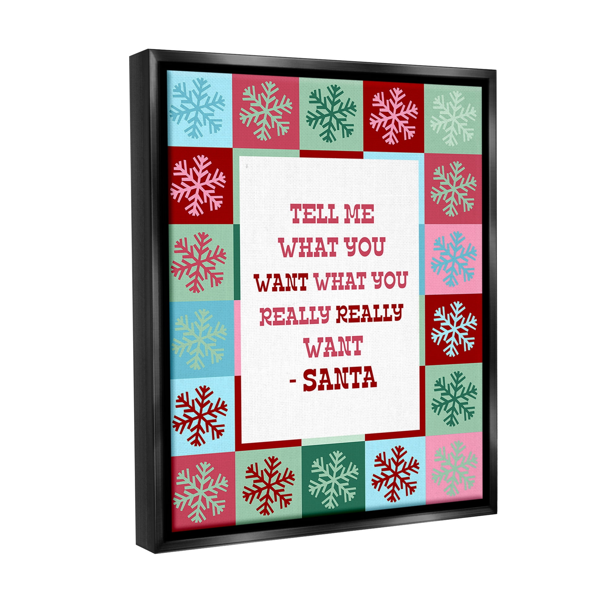 Stupell Industries Funny Santa What You Want Holiday Painting Black Floater Framed Canvas Art Print Wall Art, 25 x 31