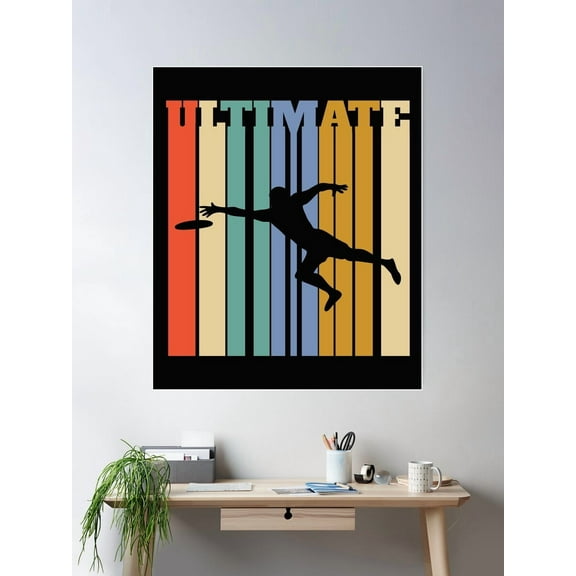 Kna Prints - Vintage Style Ultimate Frisbee Poster, UNFRAMED-8x12