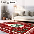 thumbnail image 2 of ODIKA 5'x7' Machine Washable Non-Slip Area Rug, Festive Capybara Emblem Framed by Ornate Snowflake and Holly Leaf Interlock High Traffic Rug with Pad, Red, 634714, 2 of 8