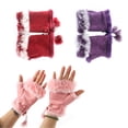 thumbnail image 4 of Wisremt Fashion Women's Faux Rabbit Fur Hand Wrist Warmer Half Finger Gloves Winter Glove 13 Colors, 4 of 6