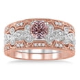 thumbnail image 2 of 1.5 Carat Morganite & Diamond Vintage Trio Bridal Set Engagement Ring on 10k White Gold, 2 of 3