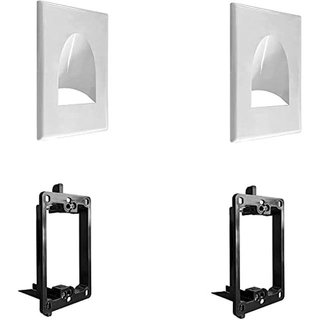 Placa de cable de bajo voltaje a presión empotrada de 1 G BestMounts Paquete de 2 blanco