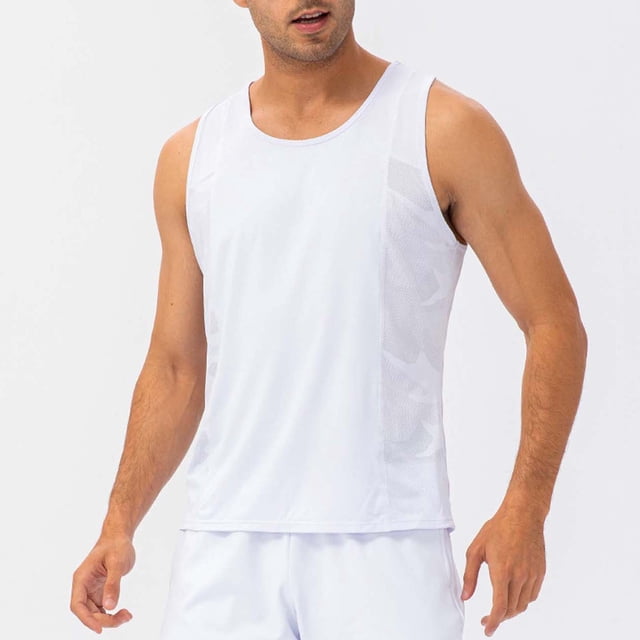EOYWHK Summer Tanks for Men Compression Fit Quick Drying Workout Top Breathable Solid Color Crew Neck Gym Fitness Running Jogging Undershirts