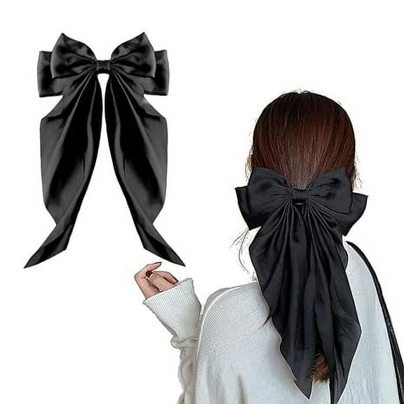 French Barrette Hair Clips for Thick Thin Hair Grosgrain Bowknot Hair Clip Slides for Women Girls Black Bows Barrettes Ribbon Bowknot Hairpins Headderss Hair Decors