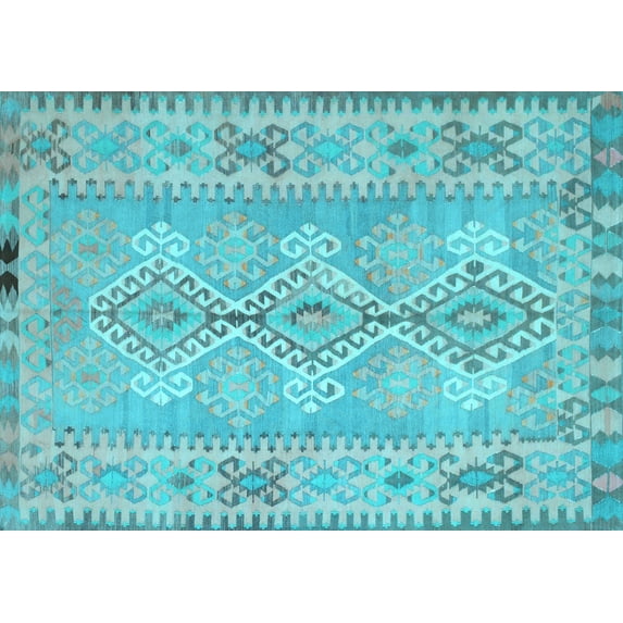 Ahgly Company Indoor Rectangle Southwestern Light Blue Country Area Rugs, 5' x 8'