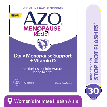 AZO® Daily Menopause Relief   Vitamin D Supplements for Women, Reduces Hot Flashes and Night Sweats, 30 Count