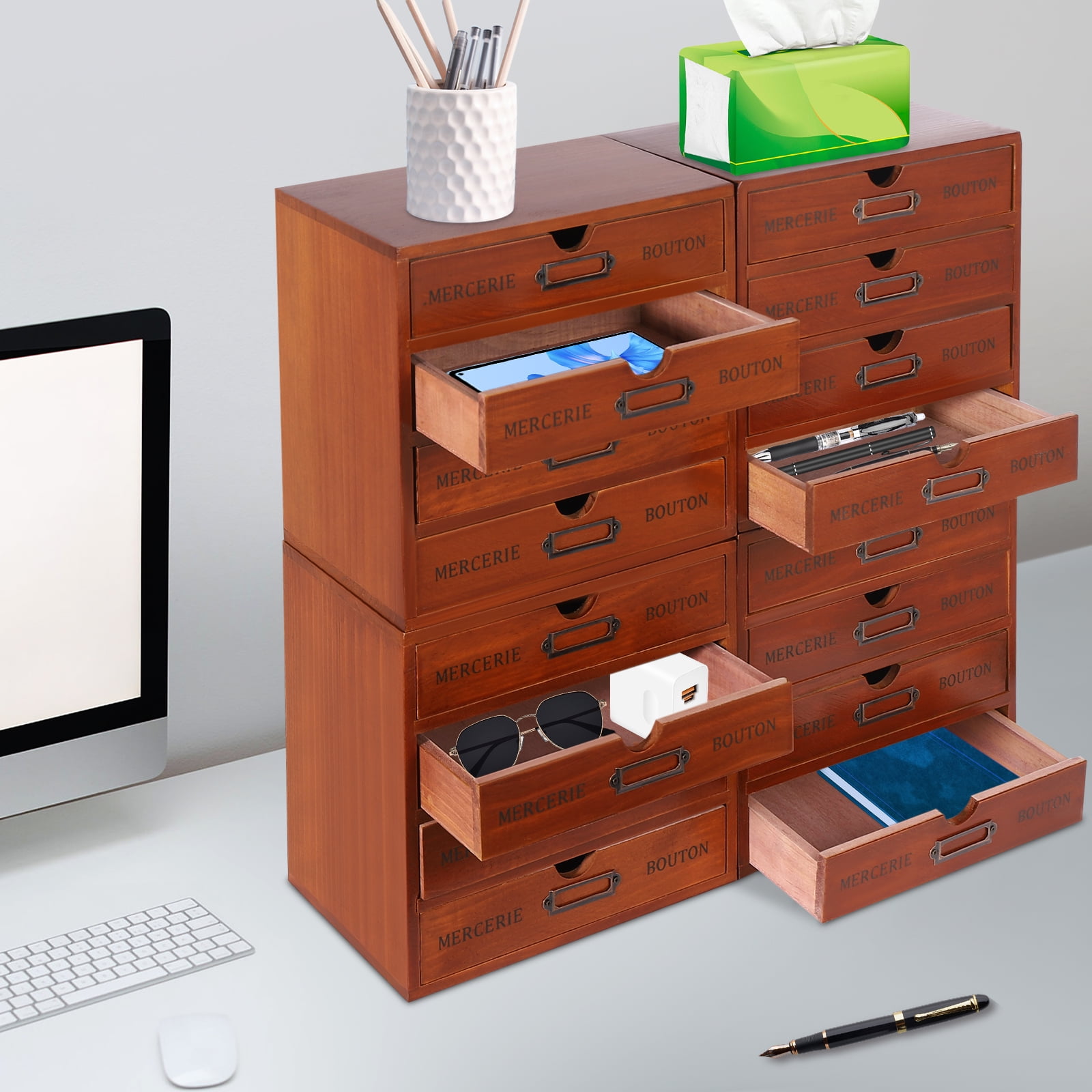 Dwellnix 16-Drawer Organizer Set, Space-saving Drawer Organizers, Ready-to-Use 4-Piece Drawer Organizer, for Living Rooms and Bedrooms