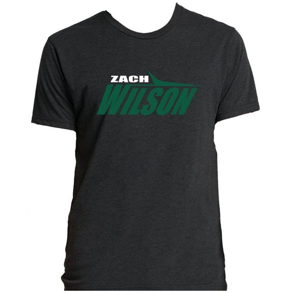 TRIBLEND Zach Wilson Jets Black Stealth Logo T-Shirt LARGE