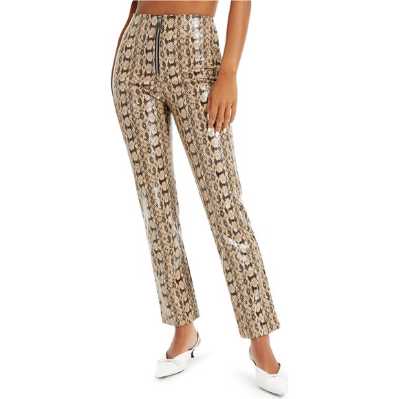 Pantalones casuales de piel de serpiente sintética Danielle Bernstein Beige 6