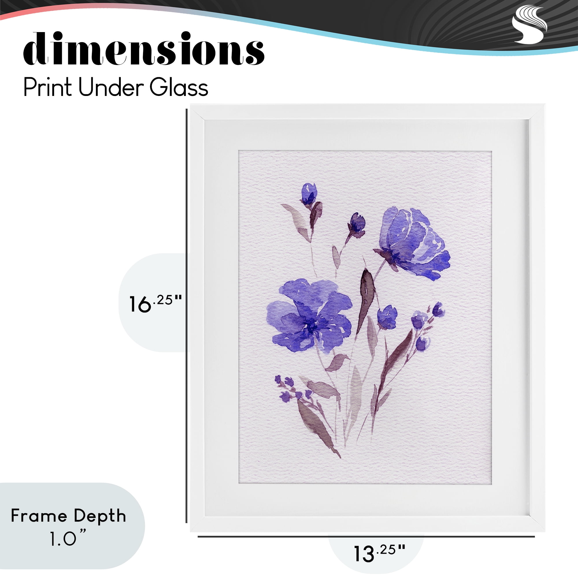 Stupell Industries Watercolor Purple Flowers White Framed Print Under Glass, design by Leah Noel Art