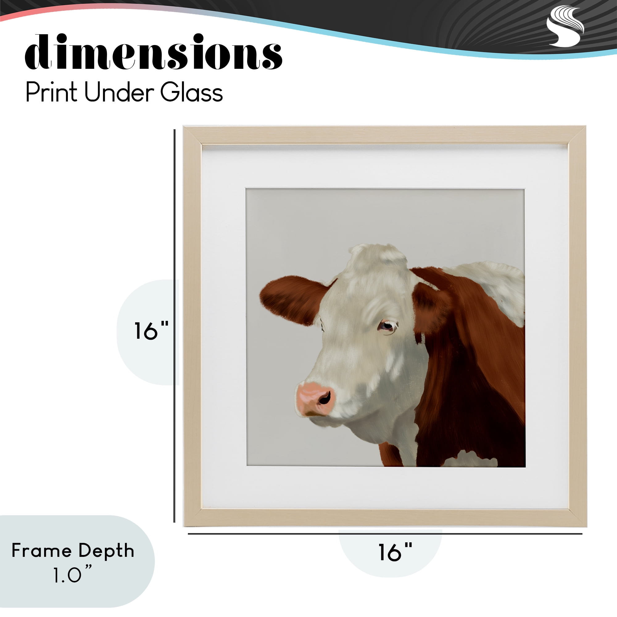 Stupell Industries Farm Friend Cow Portrait Birch Framed Print Under Glass, design by Marcus Prime