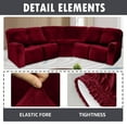 thumbnail image 2 of CJC 5 Seat Velvet Recliner Sofa Covers, 7-Piece Corner Sofa Covers, L-Shaped Sectional Couch Slipcovers, Stretch Furniture Protector, Burgundy, 2 of 9