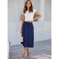 thumbnail image 4 of HOWCOME Pleated Skirts for Women Boho Elastic Waist A Line Skirt Swing Beach Midi Skirt with Pockets Grayish Blue, S, 4 of 7