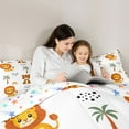 thumbnail image 5 of Homewish Kawaii Jungle Lion Full Size Comforter Sets for Kids, Cartoon Coconut Tree Bedding Comforter Set, Cute Animal Lover Reversible Bedding Sets, Ultra Soft Bedroom Decor, 3 Pieces, 5 of 8