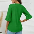 thumbnail image 5 of Nxznwn 3/4 Length Sleeve Womens Tops Summer Loose V-Neck Eyelet T-Shirts Dressy Casual Ruffle Sleeve Tunic Blouses, 5 of 5