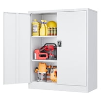 Small Metal Cabinet with Shelves,36 inch Garage Storage Cabinet with Lock,White Metal Storage Cabinets with Locking Doors,Lockable Office File Cabinets for Home,Office,Shop,Garage