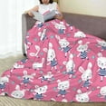 thumbnail image 6 of Fuzoiu Rabbit Holding Flowers Print Ultra-Soft Micro Fleece Blanket,All Seasons Flannel Throw, Lightweight Blanket for Bed, Sofa, Couch, Movie Night, Camping, and Travel-80"x60", 6 of 7